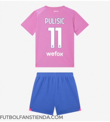 AC Milan Christian Pulisic #11 Tercera Equipación Niños 2023-24 Manga Corta (+ Pantalones cortos)